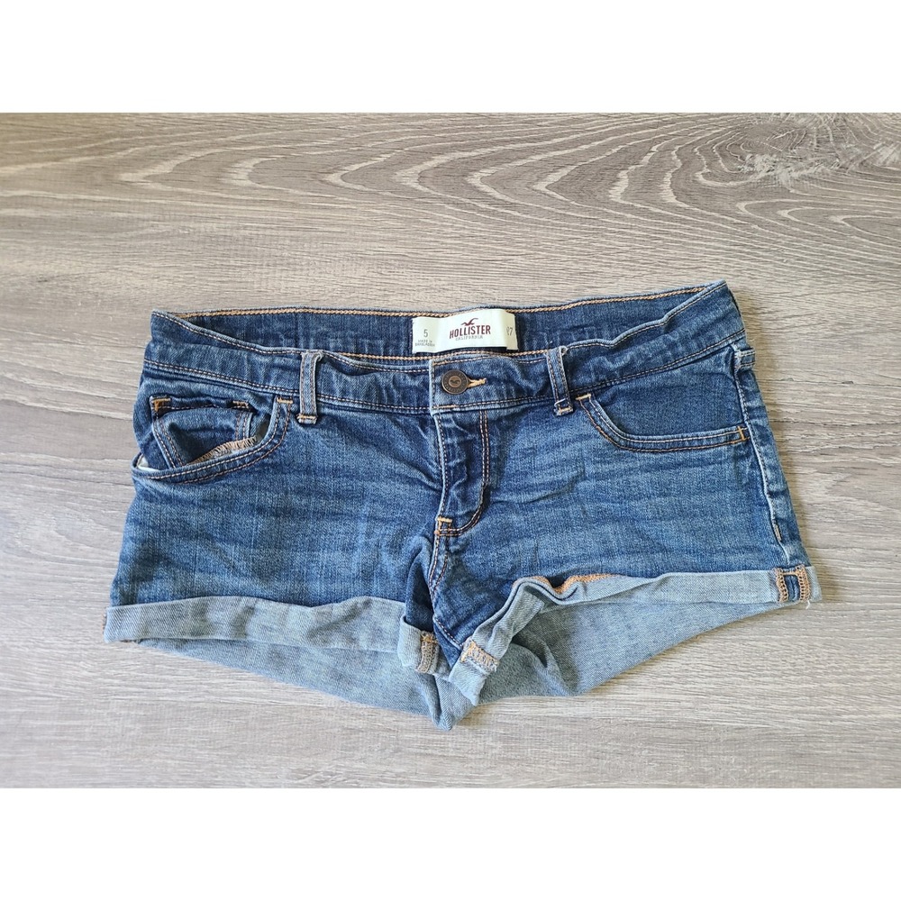 VTG Y2K Hollister Sz 5 27 Mini Micro Jean Shorts Low Rise Medium Wash It Girl